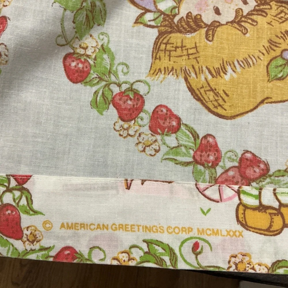 Vintage Strawberry Shortcake Twin Flat Fitted Sheet Set JCPenney 1980s Upcycle